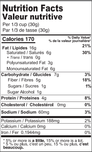 Farm Girl Nut Based Granola - Salted Caramel, Nutritional Information