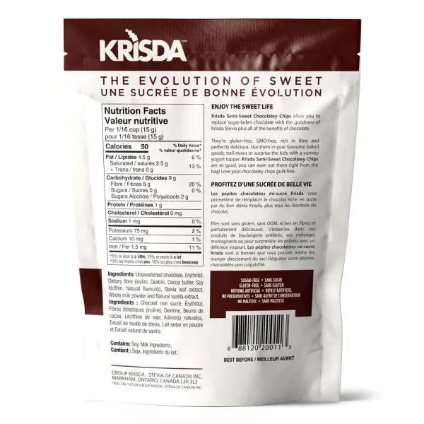 Krisda Semi Sweet Chocolatey Chips, 285g Krisda