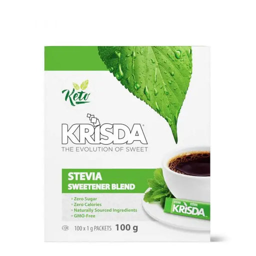Krisda Stevia Sweetener, 100 Packets Krisda