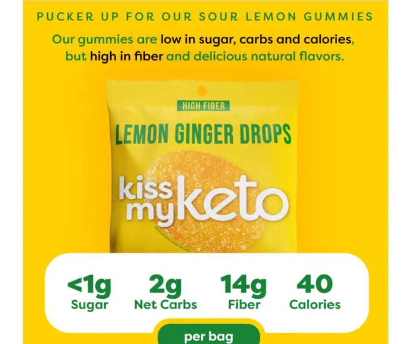Kiss My Keto Lemon Ginger Gummies, 25g Kiss My Keto