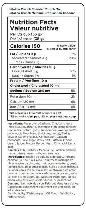 Catalina Crunch Cheddar Crunch Mix Nutritional Infortmation