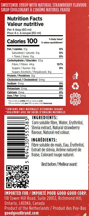 Good Good Strawberry Syrup Nutritional Information