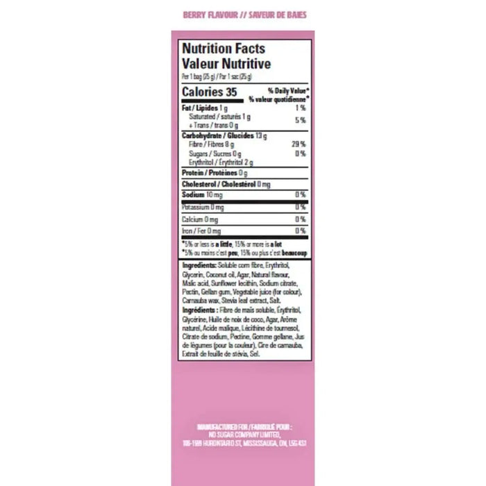 No Sugar Company Gummiez - Berry, nutritional info