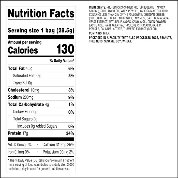Quest Cheddar Protein Puffs Nutritional Information