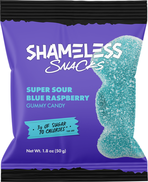 Shameless Snacks Super Sour Blue Raspberry Gummies, 50g