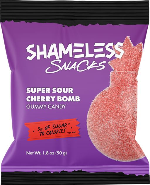 Shameless Snacks Super Sour Cherry Bombs, 50g