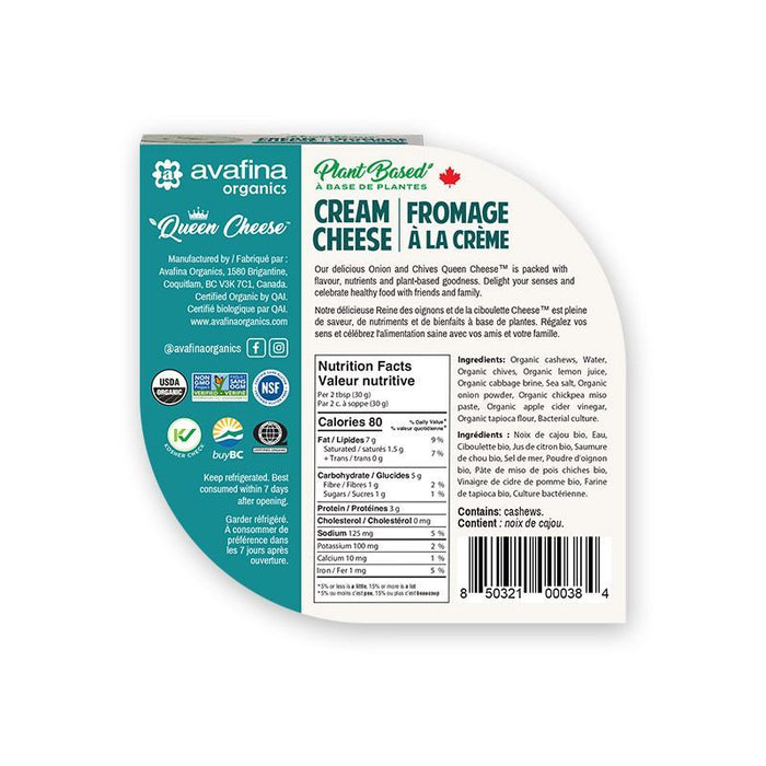 Avafina Organics Queen Cheese - Chive & Onion back