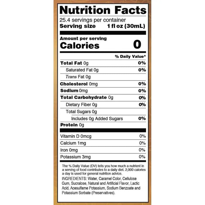 nutritional value of Skinny Mixes Salted Caramel Syrup