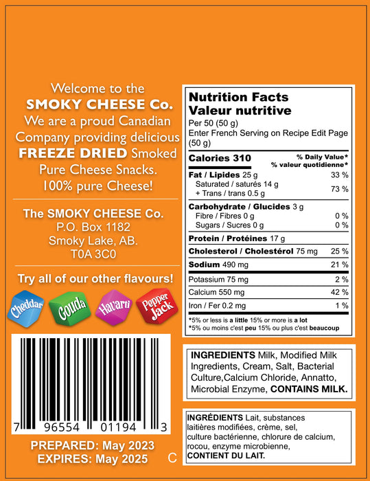 Smoky Cheese Co. Cheddar Nutritional Information