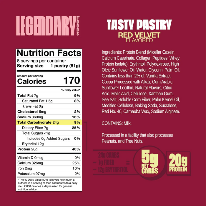 nutritional info if red velvet flavoured legendary pastry
