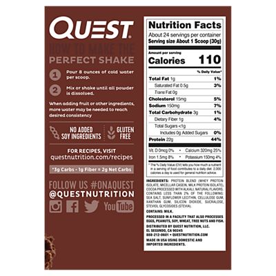 Quest Nutrition Chocolate Milkshake Protein Powder, 726g Quest Nutrition