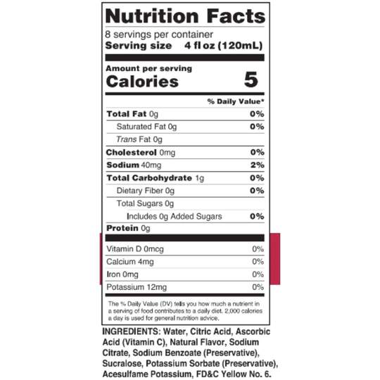 nutritional info Skinny Mixes Passionfruit Hibiscus Margarita Mix, 946.35ml