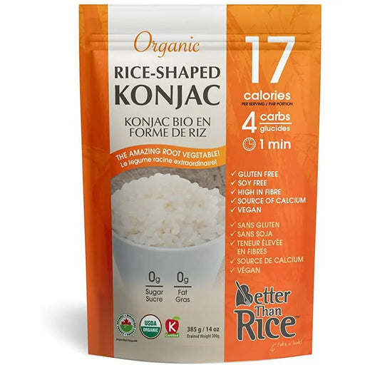 a packet of Better Than Foods Organic Konjac Rice, 385g.