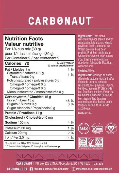 nutritional info of Carbonaut Low-Carb Baking Mix, 283g
