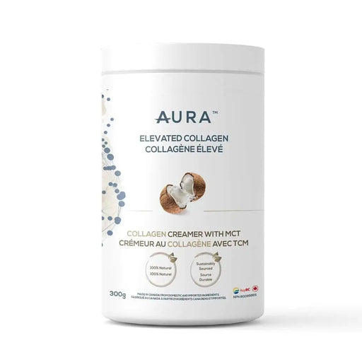 a tub of Aura Nutrition Elevated Collagen Creamer with MCT, 300g.