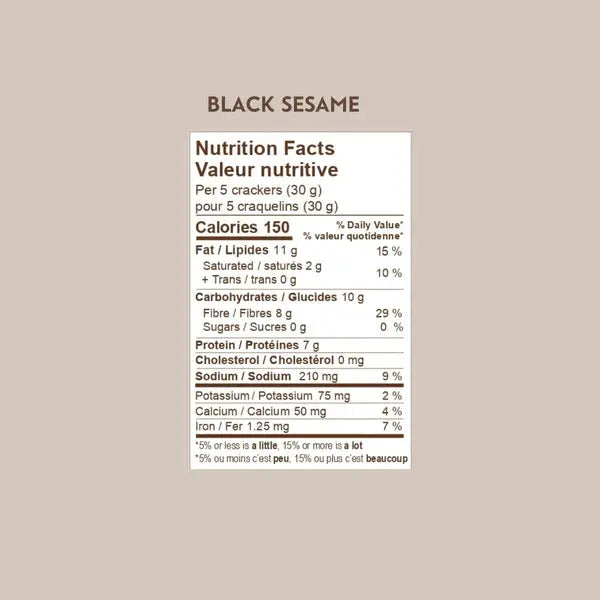 nutritional info of Eve's Black Sesame Crackers