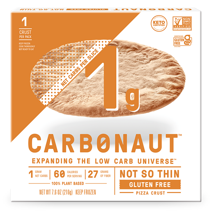 a box of Carbonaut Not So Thin Gluten-Free 10" Pizza Crust, 216g