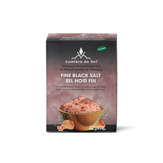 a pack of Lumière de Sel Himalayan Fine Black Salt, 500g