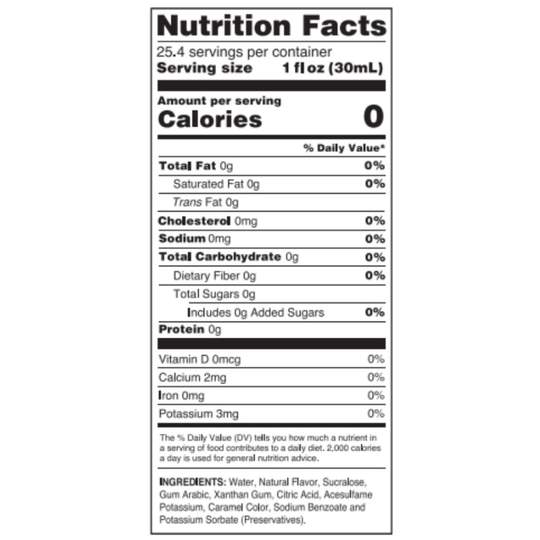 Skinny Mixes Chai Syrup nutritional info