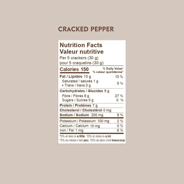 nutritional info of Eve's Crackers Cracked Pepper