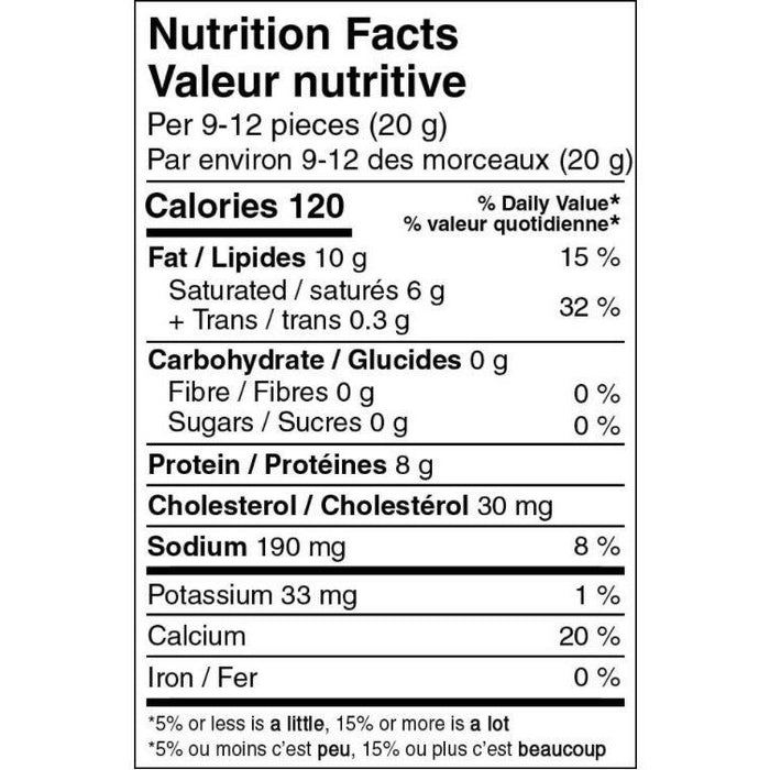 nutritional info of Enercheez Cheddar, 70g