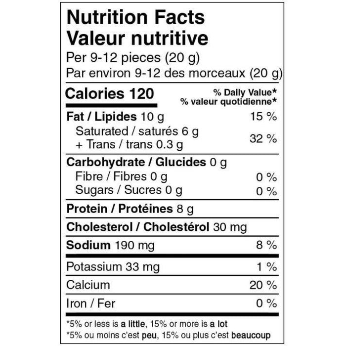 nutritional info of Enercheez Cheddar with Onion and Chive, 70g