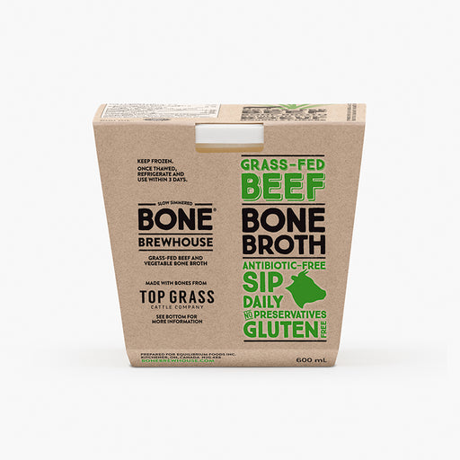 a box of Bone Brewhouse Grass-Fed Beef Bone Broth, 600ml.