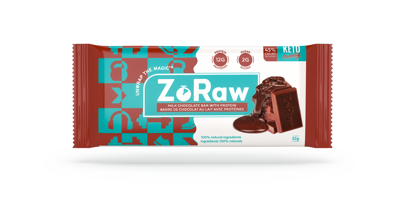 ZoRaw Milk Chocolate Bar with Protein, 52g ZoRaw