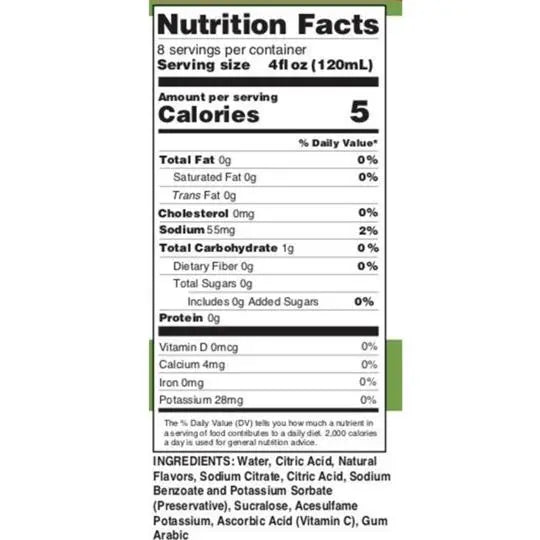 nutritional info Skinny Mixes Mojito Mix, 946.35ml