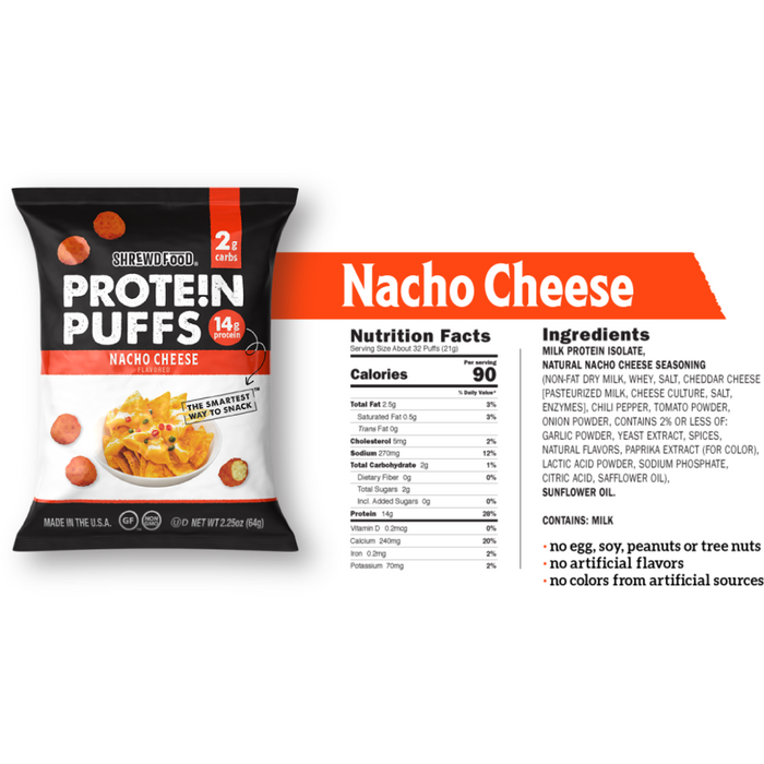 Shrewd Food Nacho Cheese Protein Puffs, 21g