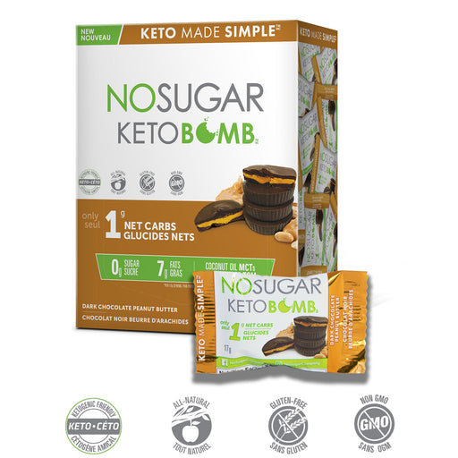 No Sugar Company Dark Chocolate Peanut Butter Keto Bomb, 17g (Single) No Sugar Company