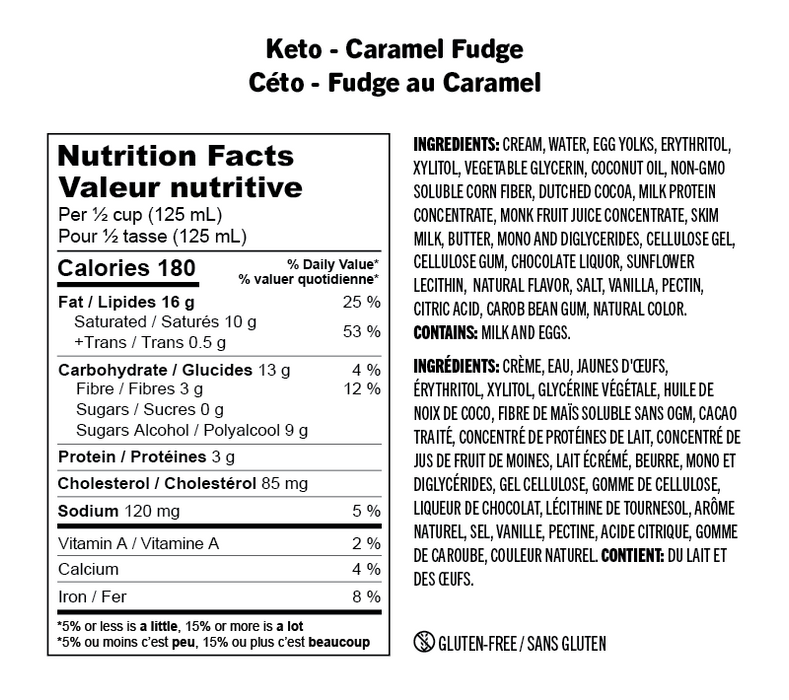 nutritional info of Enlightened Caramel Fudge Ice Cream, 473ml