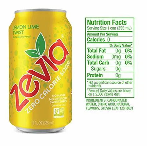 Zevia Lemon Lime Twist Soda, 6 Pack (355ml)