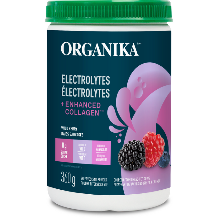 Organika Electrolytes + Enhanced Collagen - Wild Berry, 360g