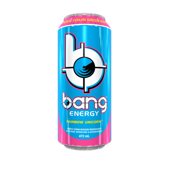 a can of Bang Rainbow Unicorn Energy Drink, 473ml.