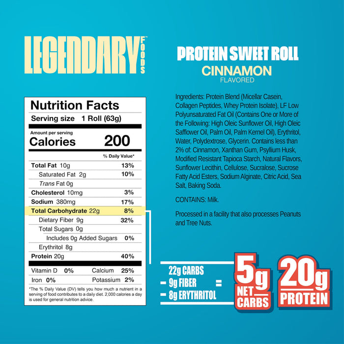 Legendary Foods Cinnamon Protein Sweet Roll, 63g Legendary Foods