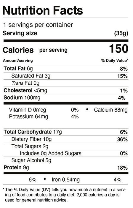 nutritional info of Good Good Krunchy Keto Salty Caramel Nut Bar, 35g