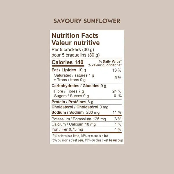 nutritional info of Eve's Savoury Sunflower Crackers