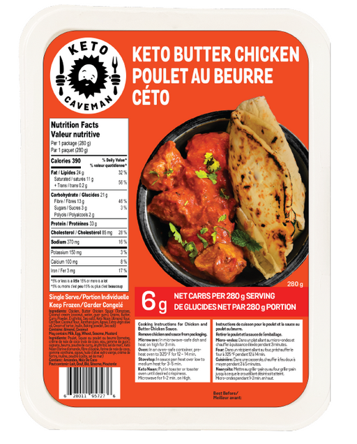 a packet of Caveman Cafe Butter Chicken with Naan, 280g