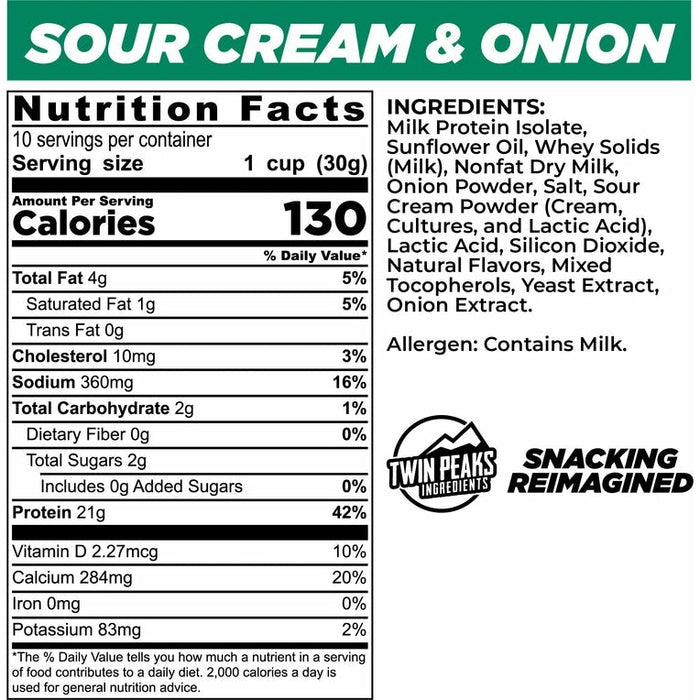 Twin Peaks Sour Cream & Onion Protein Puffs, 300g
