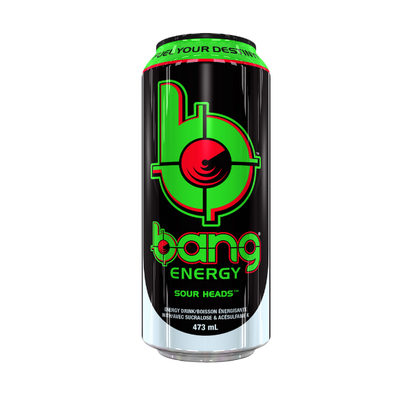 a can of Bang Sour Heads Energy Drink, 473ml.