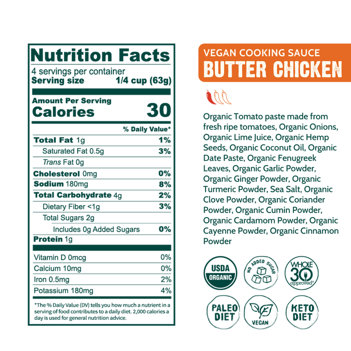 Good Food For Good Organic Butter Chicken Sauce, 250mL Good Food for Good