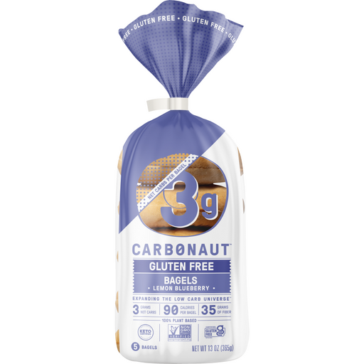 a pack of Carbonaut Gluten-Free Lemon Blueberry Bagels, 335g