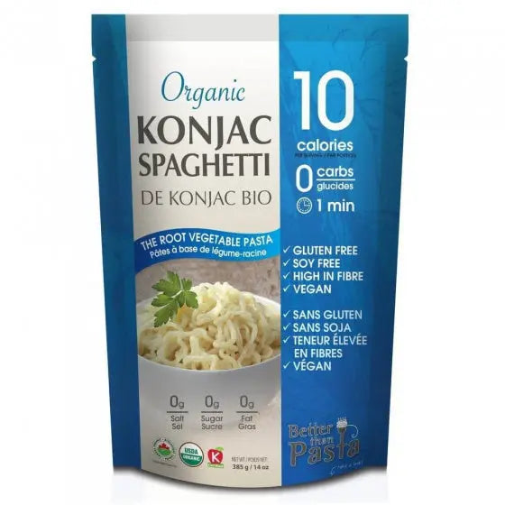 a packet of Better Than Foods Organic Konjac Spaghetti, 385g.