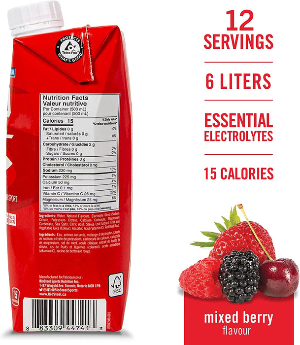 nutritional info of BioSteel Sports Drink Mixed Berry, 500ml