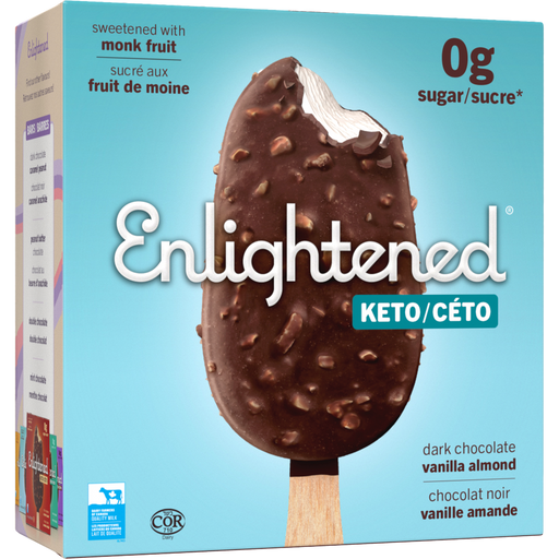 Enlightened Dark Chocolate Vanilla Almond Bar box