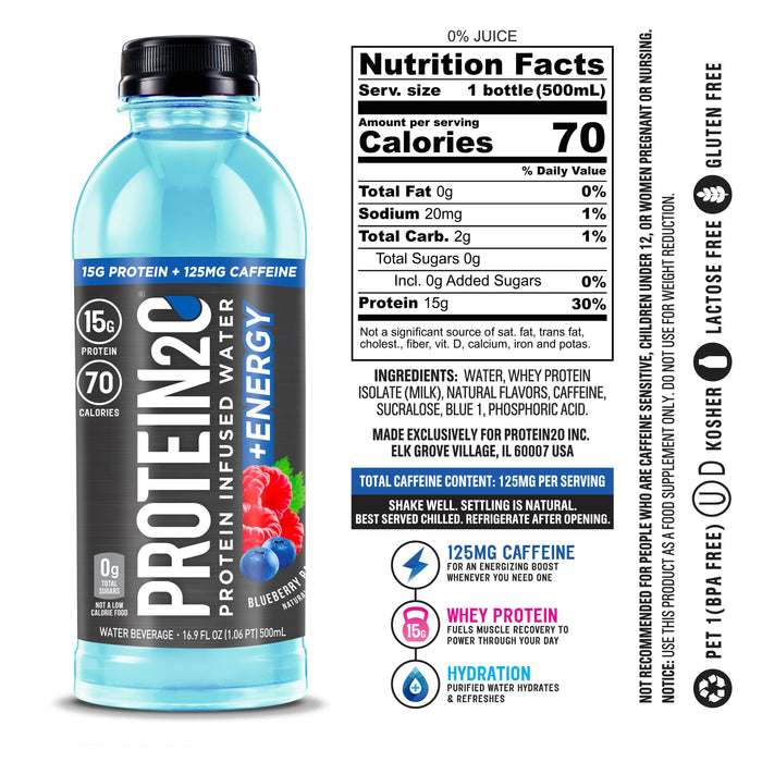 Protein2o Blueberry Raspberry + Energy Sports Drink, 500ml Protein2o
