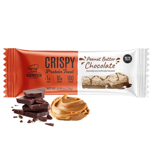 Genius Gourmet Peanut Butter Chocolate Crispy Protein Treat, 28g Genius Gourmet