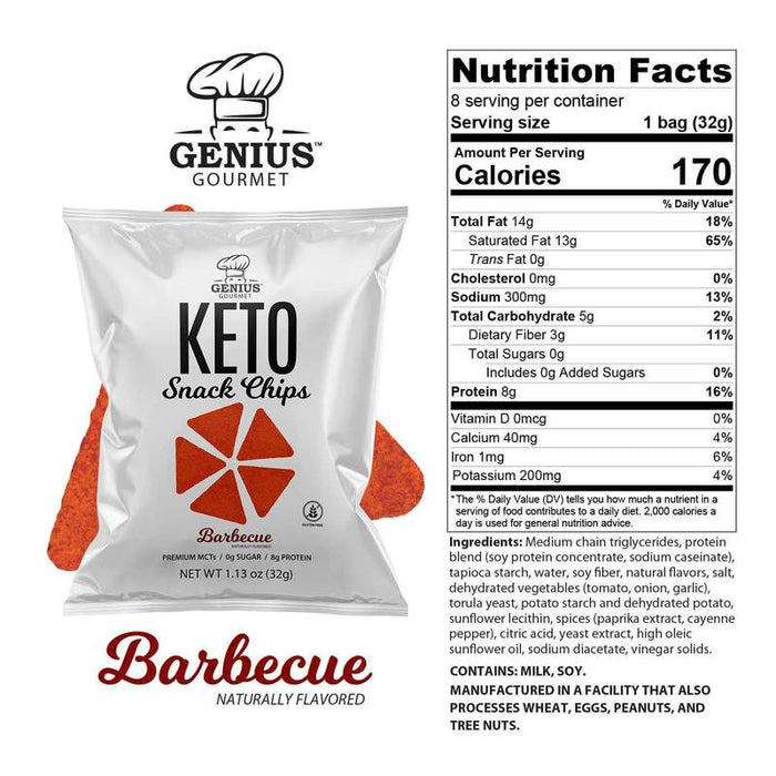 Genius Gourmet Keto Snack Chips Barbecue, 32g Genius Gourmet