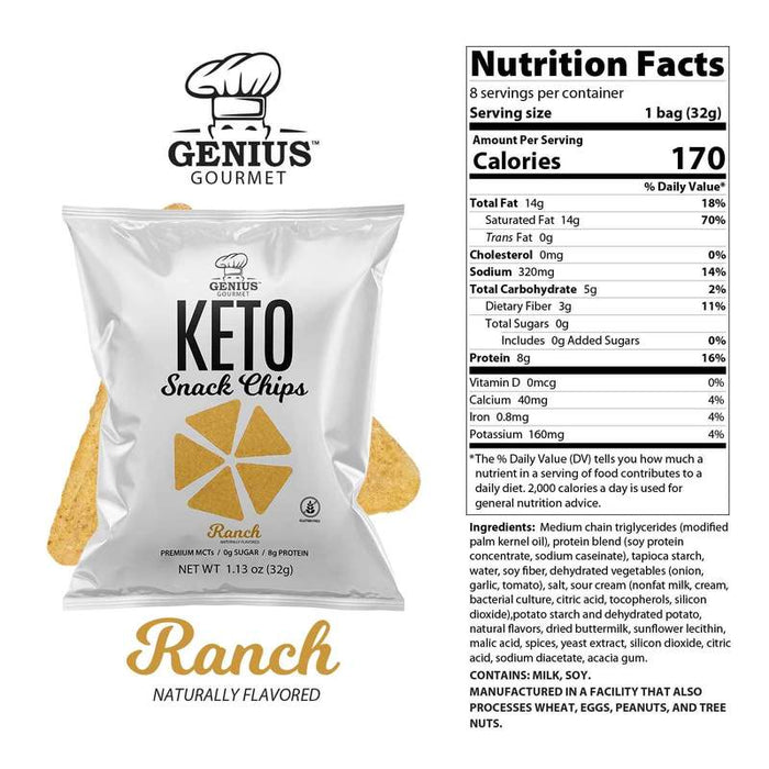 Genius Gourmet Keto Snack Chips Ranch, 32g
